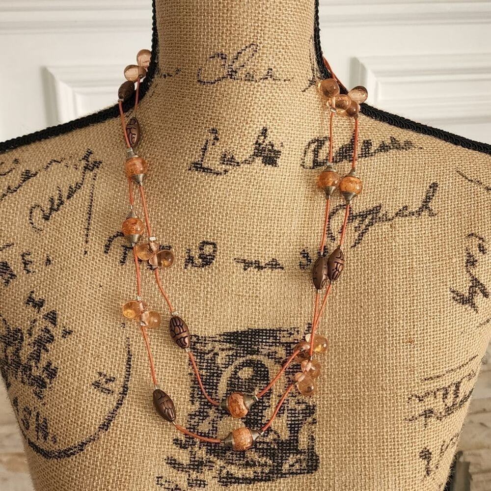 TRESKA semi precious stone long necklace new